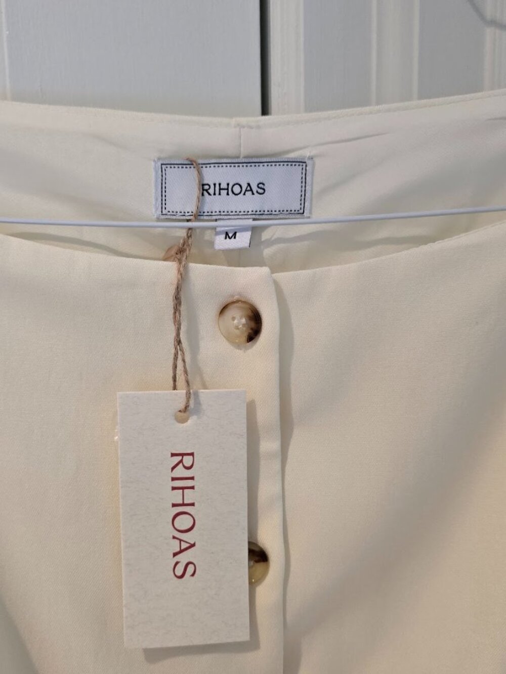 RIHOAS Boat Neck Mini Dress in Off White - Picture 6 of 7